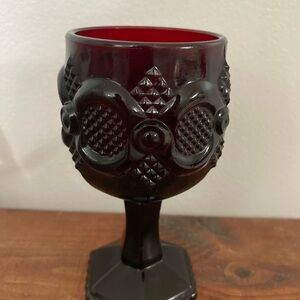Vintage Style Avon Ruby Dark Red Small Goblet Glass Cup